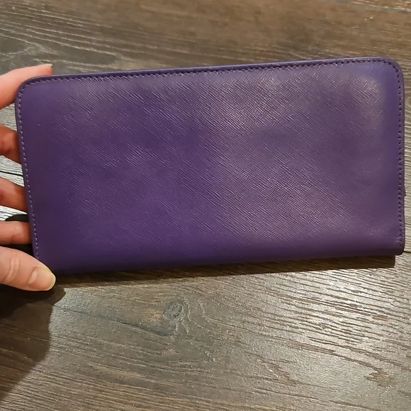 Tory Burch Long Dual Snap Purple Wallet + Chain